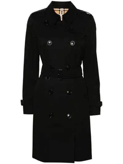 Burberry Chelsea Cotton Trench Coat In Black