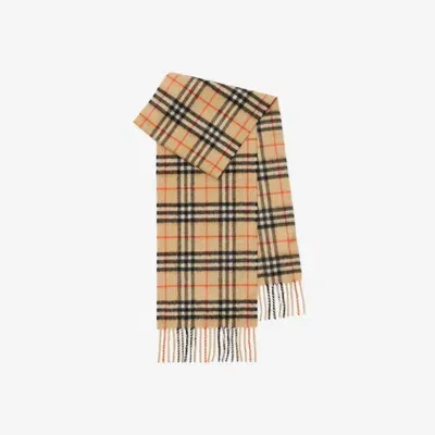 Burberry Childrens Check Cashmere Scarf In Sand