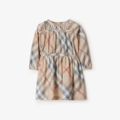 Burberry Kids'  Childrens Check Cotton Dress In Pale Stone