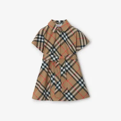 Burberry Kids'  Childrens Check Cotton Shirt Dress In Sand