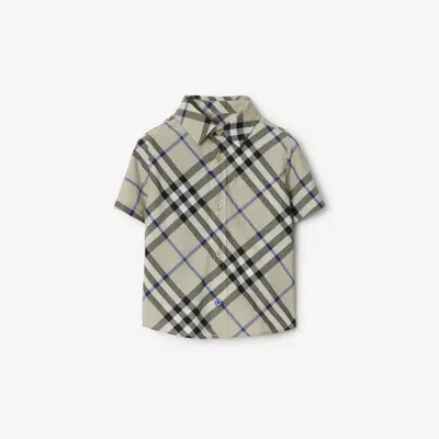 Burberry Kids'  Childrens Check Cotton Shirt In Lichen