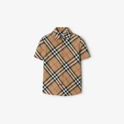 Burberry Kids'  Childrens Check Cotton Shirt In Sand