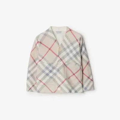 Burberry Kids'  Childrens Check Wool Cardigan In Pale Stone