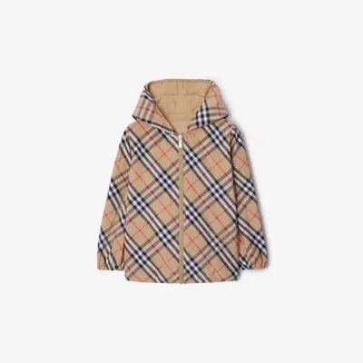 Burberry Kids'  Childrens Reversible Check Cotton Blend Jacket In Sand