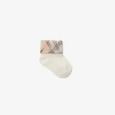 Burberry Childrens Two-piece Cotton Blend Socks Set In White