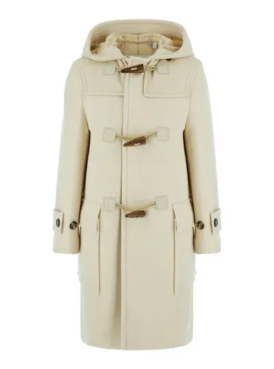 Burberry Commercial Long Duffle Coat With Check Lining In Neutrals