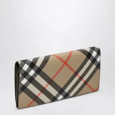 Burberry Continental Large Wallet In Check Beige