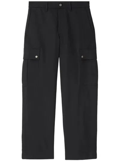 Burberry Cotton Blend Cargo Trousers In Black