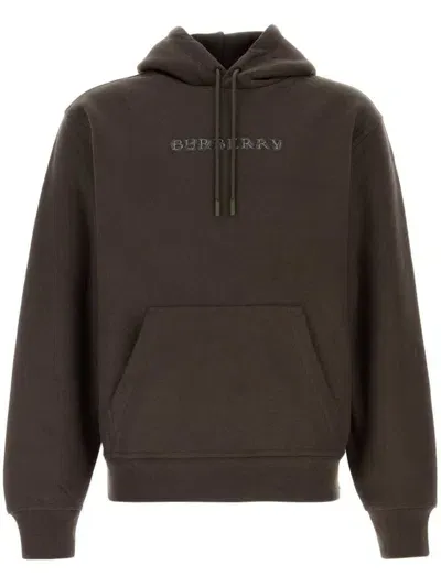 Burberry Hoodie Cotton Blend Drawstring In Brown