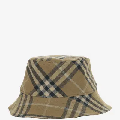 Burberry Cotton Check Hat In Beige