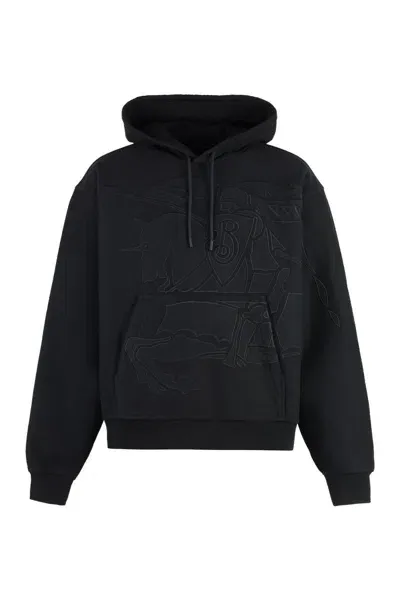 Burberry Cotton Hoodie In Black