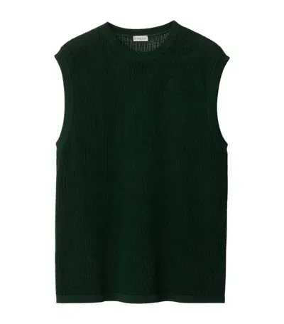 Burberry Cotton Mesh Sleeveless T-shirt In Jungle