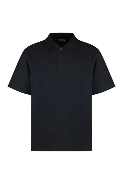 Burberry Fw23 Black Cotton-piqué Polo Shirt For Men