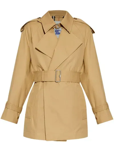 Burberry Cotton Trench Coat In Brown