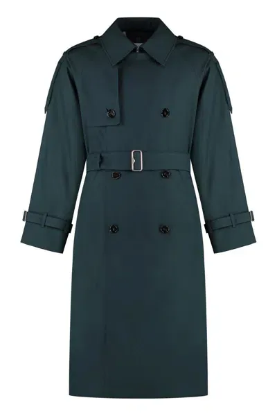 Burberry Cotton Trench Coat In Green