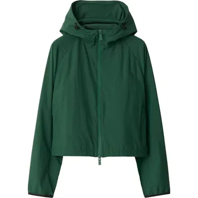 Burberry Classic-hood Zip-up Jacket In Green