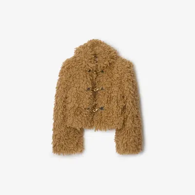 Burberry Cropped Wool Blend Fringe Jacket In Multi