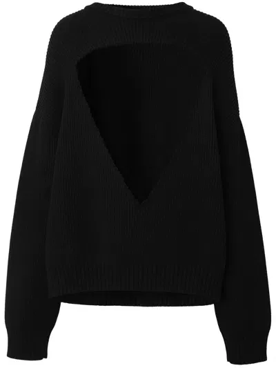 Burberry Cut-out Wool Jumper In Schwarz