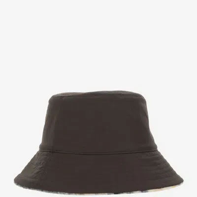 Burberry Reversible Fleece Check Bucket Hat In Dark Brown