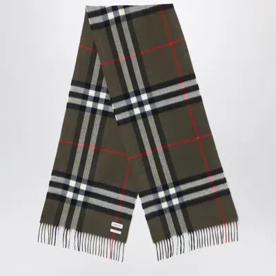 Burberry Dark Check Pattern Scarf In Green