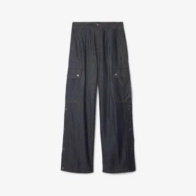 Burberry Denim Cargo Trousers In Denim Blue