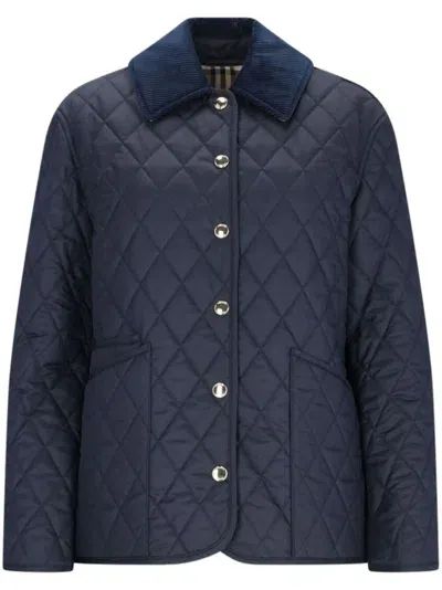 Burberry Diamond-quilting Jacket In Blue