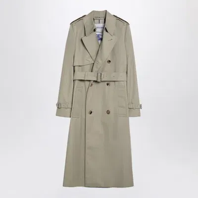 Burberry Double-breasted Trench Coat With Greige Belt In Green