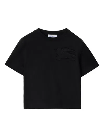 Burberry Babies' Equestrian Knight-appliqué Organic Cotton T-shirt In Black