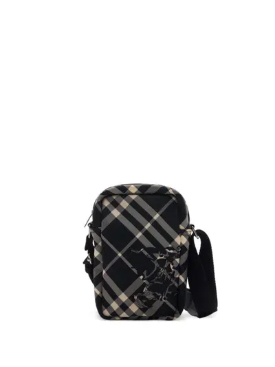 Burberry Ekd Check-print Shoulder Bag In Black