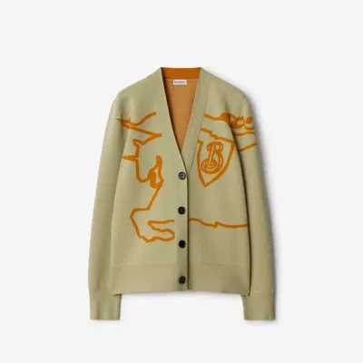 Burberry Ekd Cotton Blend Cardigan In Hunter/pumpkin