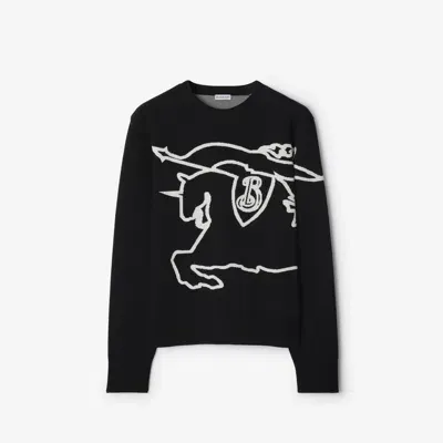 Burberry Ekd Cotton Blend Sweatshirt In Black/chalk