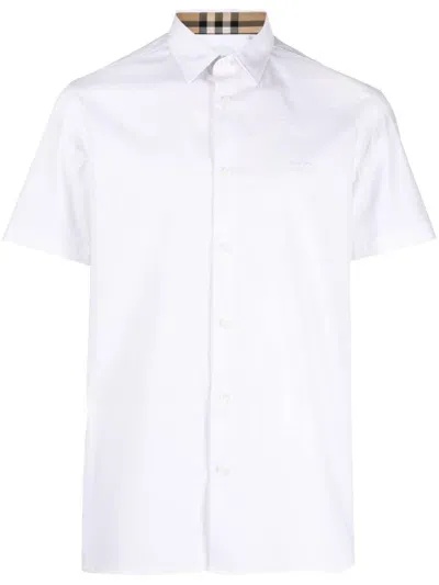 Burberry Ekd Logo Cotton Shirt In White