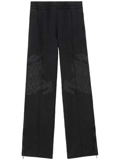 Burberry Logo-print Cotton Track Pants In Black