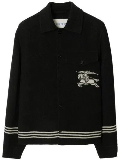 Burberry Ekd Wool Overshirt In Brisk