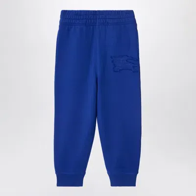 Burberry Kids' Electric Blue Jogging Trousers With Ekd Logo In Navy