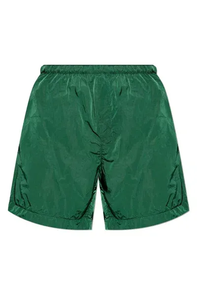 Burberry Elstaicated Waistband Swim Shorts In Green