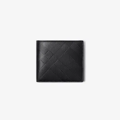 Burberry Embossed Check Bifold Wallet In Black