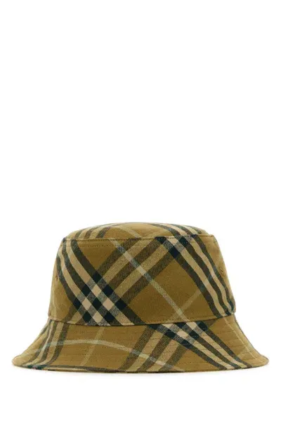 Burberry Embroidered Cotton Bucket Hat In Campipcheck