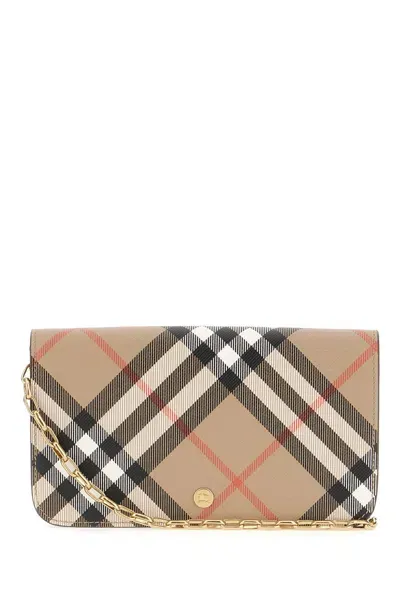 Burberry Embroidered Fabric Wallet In Sand