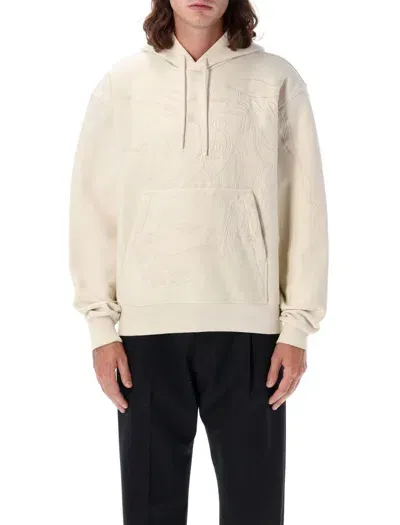 Burberry Embroidered Logo Hoodie In Neutrals