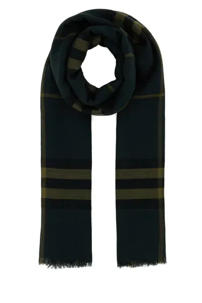 Burberry Embroidered Wool Scarf In Shadow