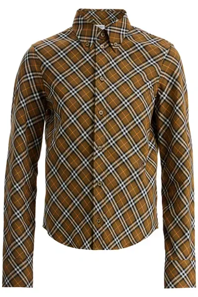 Burberry Ered Shirt With Button-down Collar In Multicolor