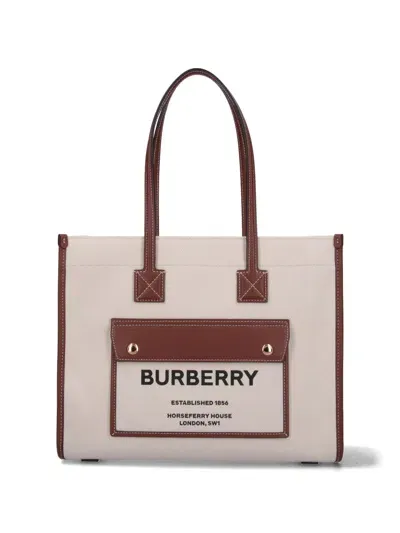 Burberry 'fereya' Small Tote Bag In Cream