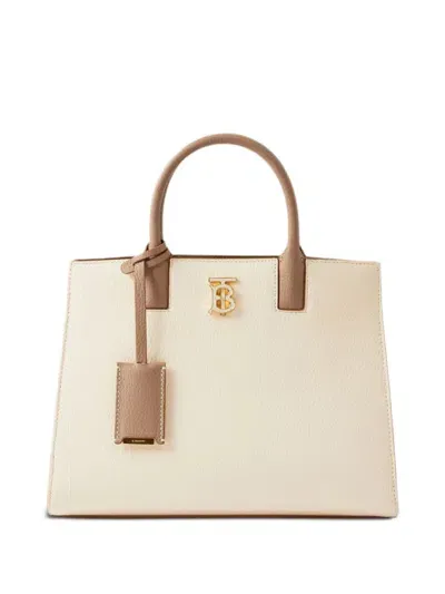 Burberry Frances Calf-leather Tote Bag In Yellow/beige