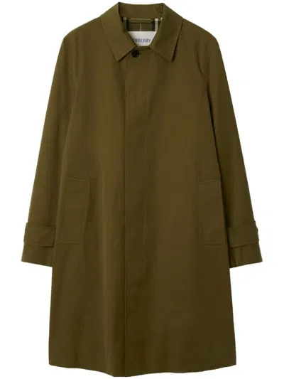 Burberry Gabardine Car Coat In Green