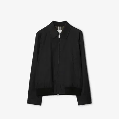 Burberry Gabardine Harrington Jacket In Black