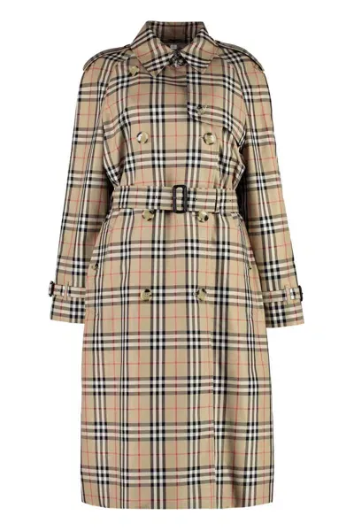 Burberry Gabardine Trench Coat In Beige