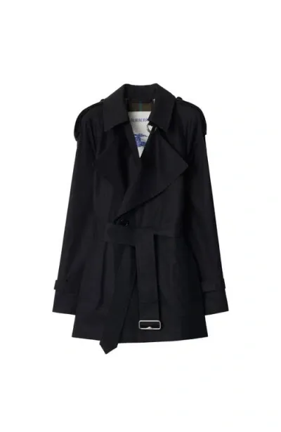 Burberry Gabardine Trench Jacket In Black