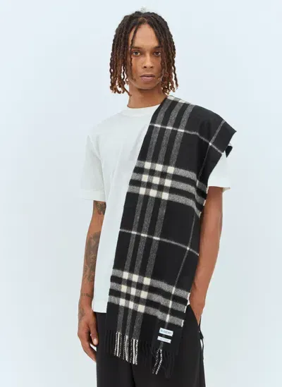 Burberry Giant Check Cashmere Scarf In Black