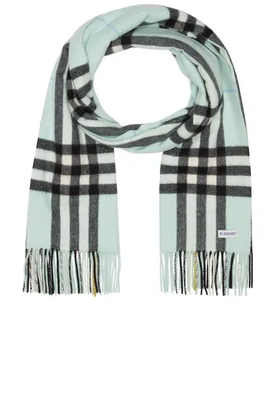 Burberry Giant Check Cashmere Scarf In Blue